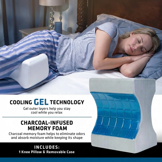 Bysteri™ Cooling Gel Leg Pillow | 100% Slow Rebound Memory Foam for Hip & Spine Alignment