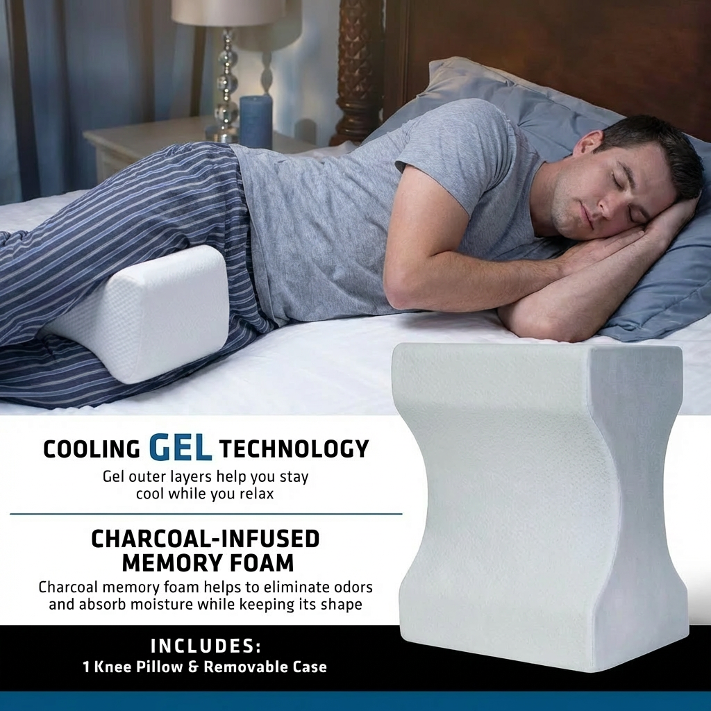 Bysteri™ Cooling Gel Leg Pillow | 100% Slow Rebound Memory Foam for Hip & Spine Alignment 2